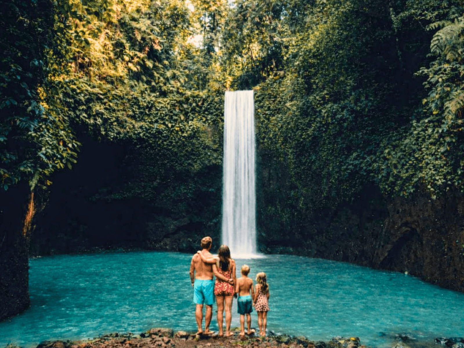Secret Waterfall in Ubud, Bali that surrounded by tropical jungle